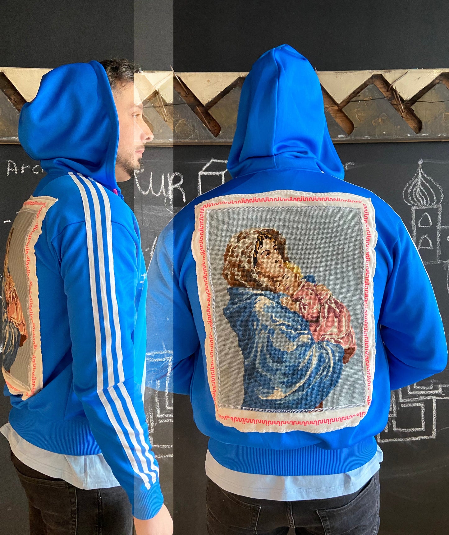 Vintage ADIDAS Trainingsjacke "Madonnina" Manufaktur -UNIKAT-